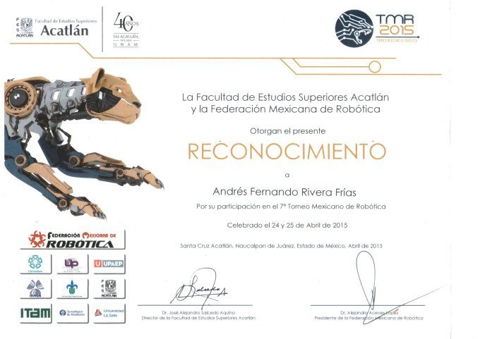 Reconocimiento de participación TMR 2015